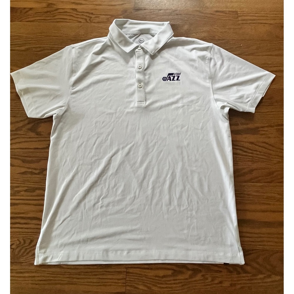 Foreign Rider Co Utah Jazz White Coolmax Performance Polo Shirt Men's Large NBA